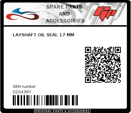 Product image: Derbi - 020439Y - LAYSHAFT OIL SEAL 17 MM  0
