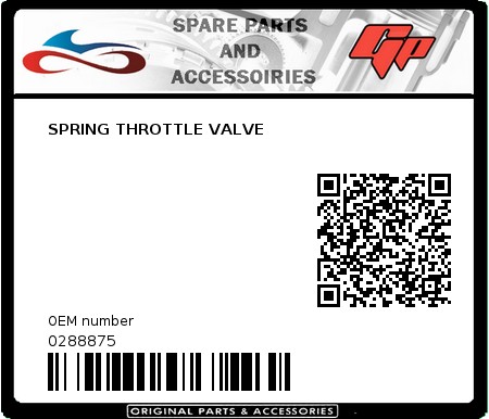 Product image: Derbi - 0288875 - SPRING THROTTLE VALVE  