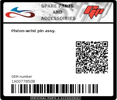 Product image: Derbi - 1A0077850B - Piston-wrist pin assy.  0