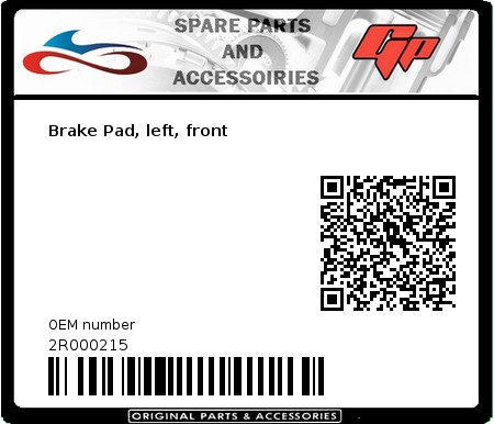 Product image: Derbi - 2R000215 - Brake Pad, left, front  0