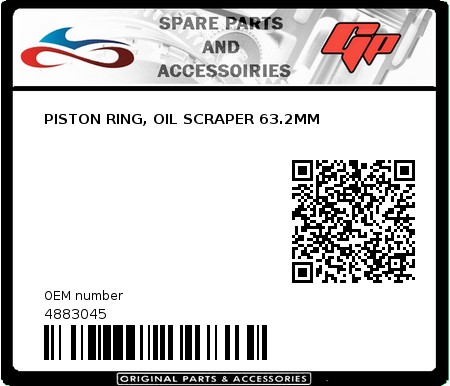 Product image: Derbi - 4883045 - PISTON RING, OIL SCRAPER 63.2MM  