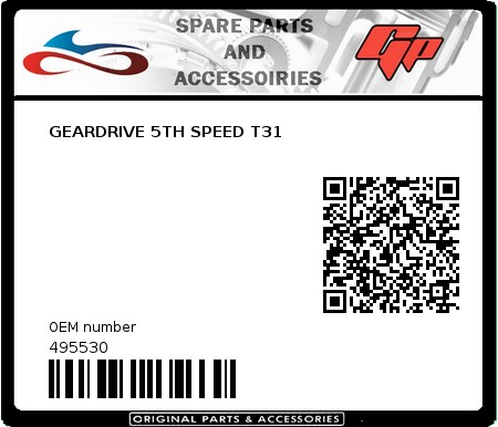 Product image: Derbi - 495530 - GEARDRIVE 5TH SPEED T31  