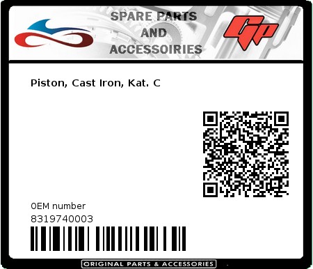 Product image: Derbi - 8319740003 - Piston, Cast Iron, Kat. C  0