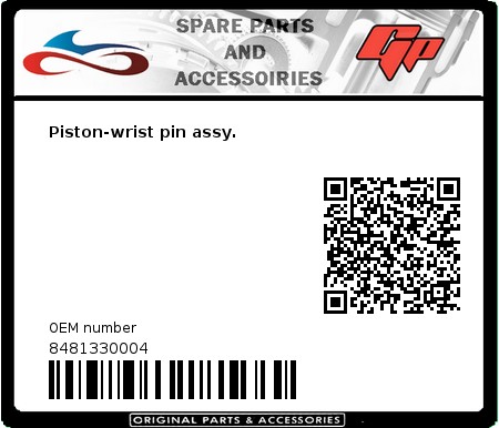 Product image: Derbi - 8481330004 - Piston-wrist pin assy.  0