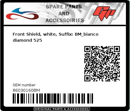 Product image: Derbi - 86030160BM - Front Shield, white, Suffix: BM_bianco diamond 525  0