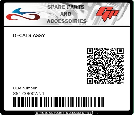 Product image: Derbi - 86173800WN4 - DECALS ASSY  0