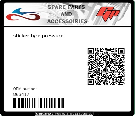 Product image: Derbi - 863417 - sticker tyre pressure  0