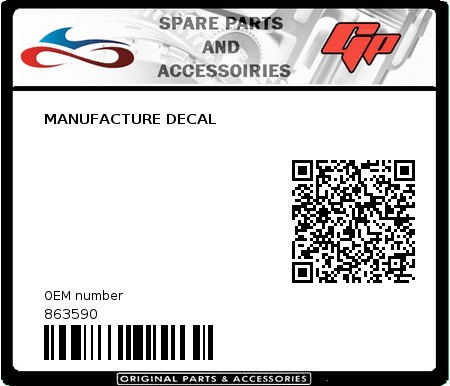 Product image: Derbi - 863590 - MANUFACTURE DECAL 