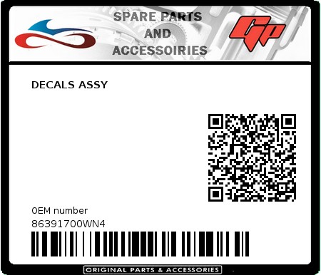 Product image: Derbi - 86391700WN4 - DECALS ASSY 