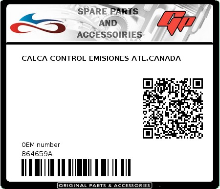 Product image: Derbi - 864659A - CALCA CONTROL EMISIONES ATL.CANADA  0