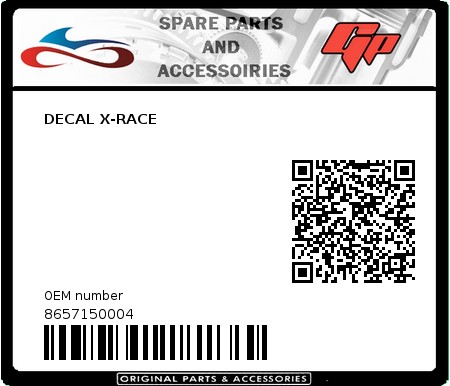 Product image: Derbi - 8657150004 - DECAL X-RACE  0