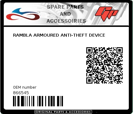 Product image: Derbi - 866545 - RAMBLA ARMOURED ANTI-THEFT DEVICE  0