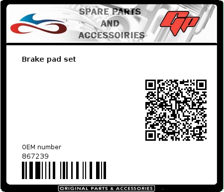 Product image: Derbi - 867239 - Brake pad set 