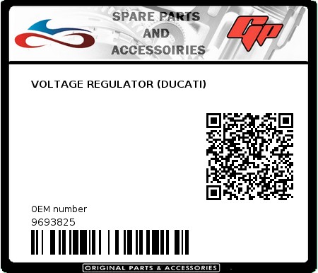 Product image: Derbi - 9693825 - VOLTAGE REGULATOR (DUCATI) 