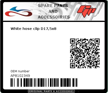 Product image: Derbi - AP8102349 - White hose clip D17,5x8 