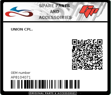 Product image: Derbi - AP8104071 - UNION CPL.  0