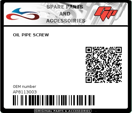 Product image: Derbi - AP8113003 - OIL PIPE SCREW  0