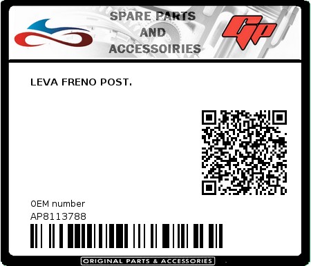 Product image: Derbi - AP8113788 - LEVA FRENO POST. 