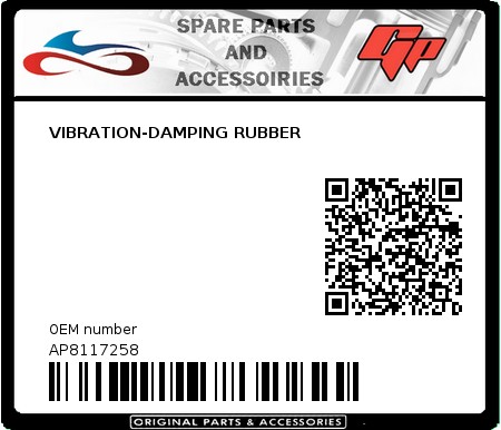 Product image: Derbi - AP8117258 - VIBRATION-DAMPING RUBBER  0