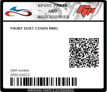 Product image: Derbi - AP8120622 - FRONT DUST COVER RING 