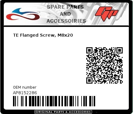 Product image: Derbi - AP8152286 - TE Flanged Screw, M8x20 