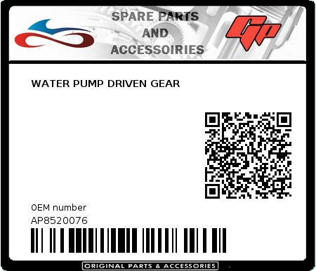 Product image: Derbi - AP8520076 - WATER PUMP DRIVEN GEAR  0