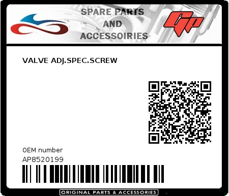 Product image: Derbi - AP8520199 - VALVE ADJ.SPEC.SCREW  0