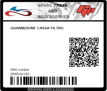 Product image: Derbi - AP8540182 - GUARNIZIONE CASSA FILTRO 