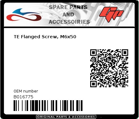 Product image: Derbi - B016775 - TE Flanged Screw, M6x50 