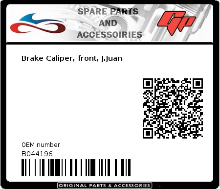 Product image: Derbi - B044196 - Brake Caliper, front, J.Juan  0