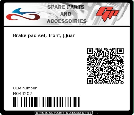 Product image: Derbi - B044202 - Brake pad set, front, J.Juan 