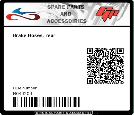 Product image: Derbi - B044204 - Brake Hoses, rear 