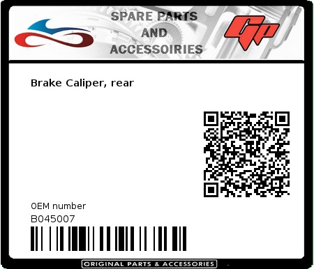 Product image: Derbi - B045007 - Brake Caliper, rear 