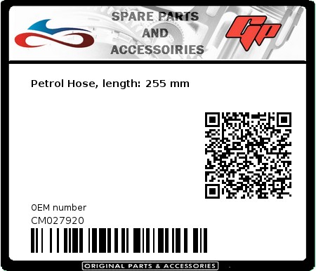 Product image: Derbi - CM027920 - Petrol Hose, length: 255 mm  0
