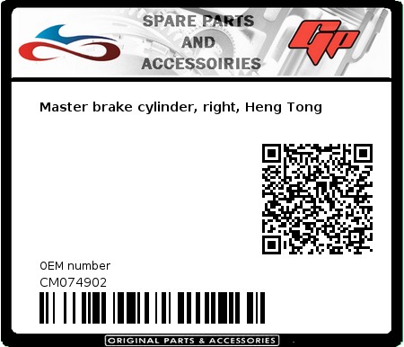 Product image: Derbi - CM074902 - Master brake cylinder, right, Heng Tong 