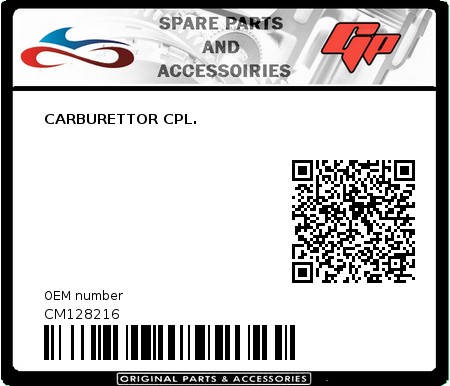 Product image: Derbi - CM128216 - CARBURETTOR CPL.  0