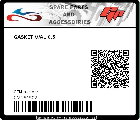 Product image: Derbi - CM164902 - GASKET V/AL 0.5  0