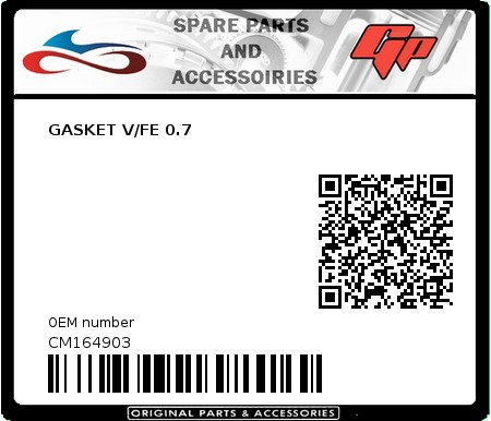 Product image: Derbi - CM164903 - GASKET V/FE 0.7  0