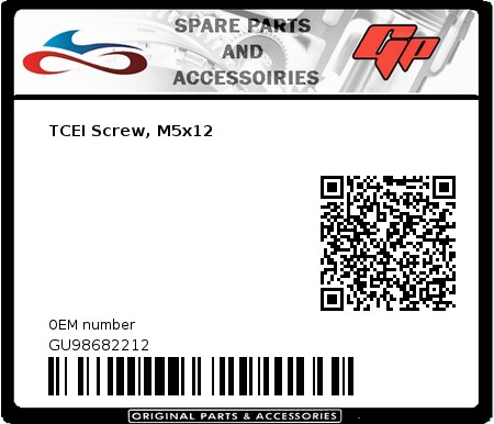 Product image: Derbi - GU98682212 - TCEI Screw, M5x12 