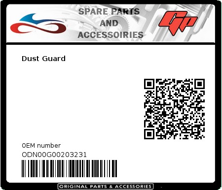 Product image: Derbi - ODN00G00203231 - Dust Guard  0