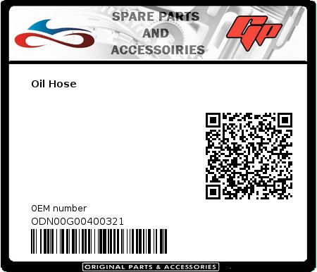 Product image: Derbi - ODN00G00400321 - Oil Hose 