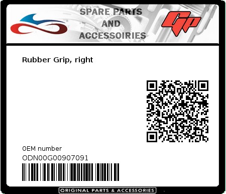 Product image: Derbi - ODN00G00907091 - Rubber Grip, right 