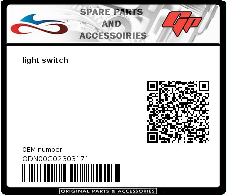 Product image: Derbi - ODN00G02303171 - light switch  0