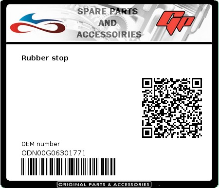 Product image: Derbi - ODN00G06301771 - Rubber stop  0