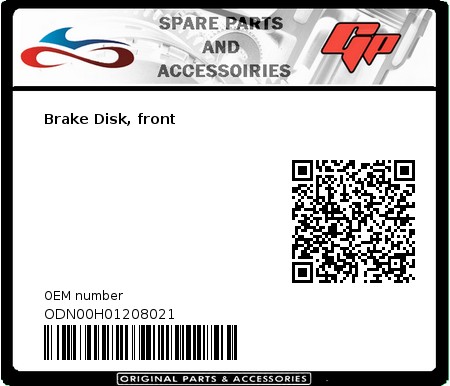 Product image: Derbi - ODN00H01208021 - Brake Disk, front 