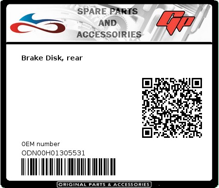 Product image: Derbi - ODN00H01305531 - Brake Disk, rear  0