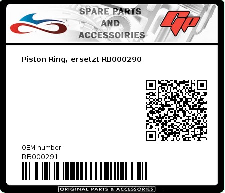 Product image: Derbi - RB000291 - Piston Ring, ersetzt RB000290 