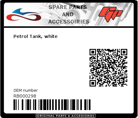 Product image: Derbi - RB000298 - Petrol Tank, white  0