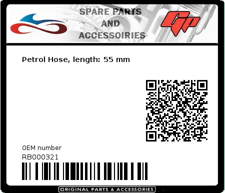 Product image: Derbi - RB000321 - Petrol Hose, length: 55 mm  0