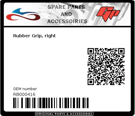 Product image: Derbi - RB000416 - Rubber Grip, right  0
